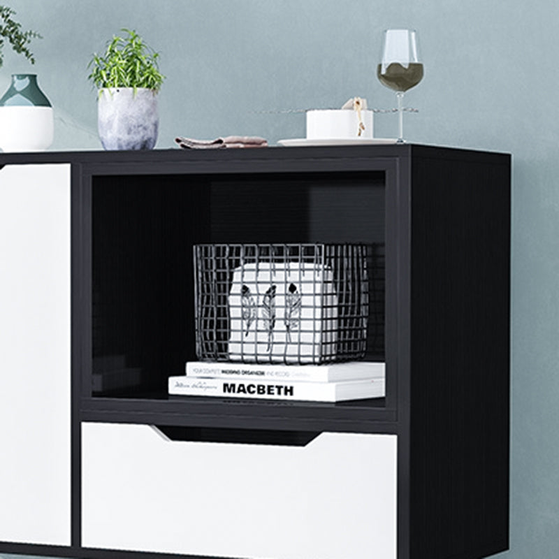 Black and White Sideboard Contemporary Engineered Wood Sideboard for Dining Room