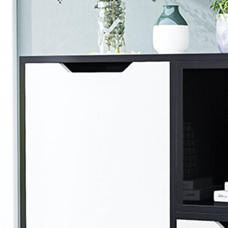 Black and White Sideboard Contemporary Engineered Wood Sideboard for Dining Room