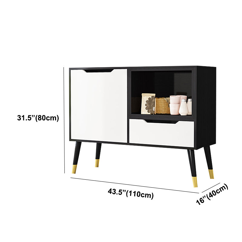 Black and White Sideboard Contemporary Engineered Wood Sideboard for Dining Room