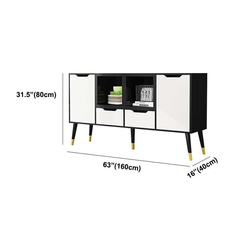 Black and White Sideboard Contemporary Engineered Wood Sideboard for Dining Room