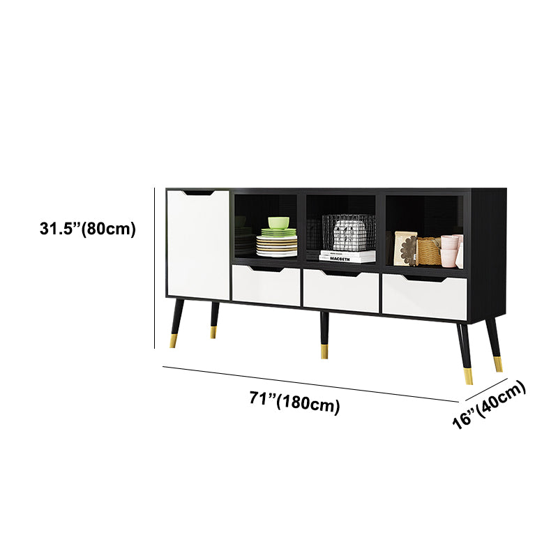 Black and White Sideboard Contemporary Engineered Wood Sideboard for Dining Room