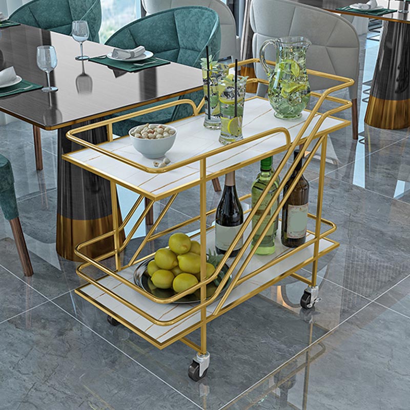 Contemporary Metal Prep Table 32.68"H Rolling Prep Table for Dining Room