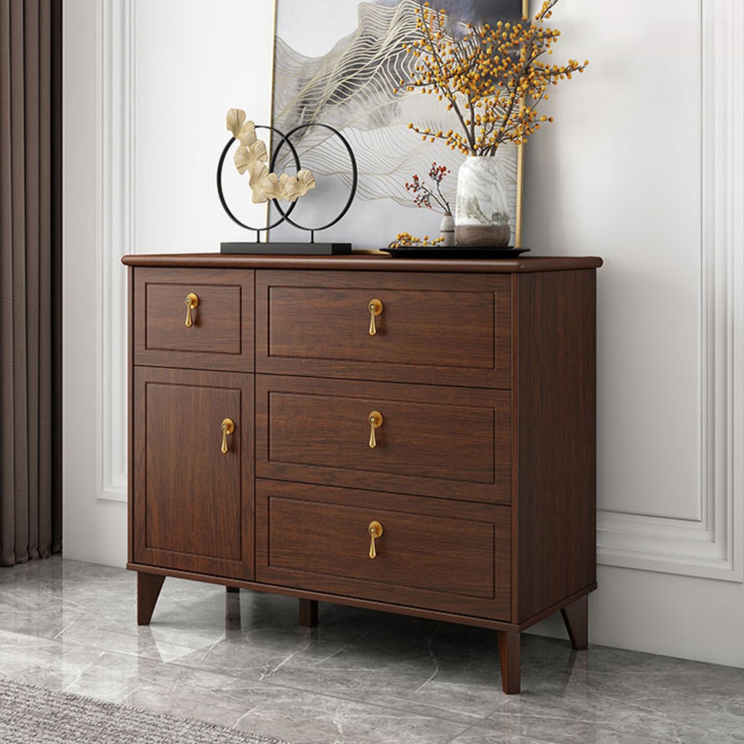 Solid Wood Storage Chest Dresser Modern Bedroom Storage Chest with Drawers