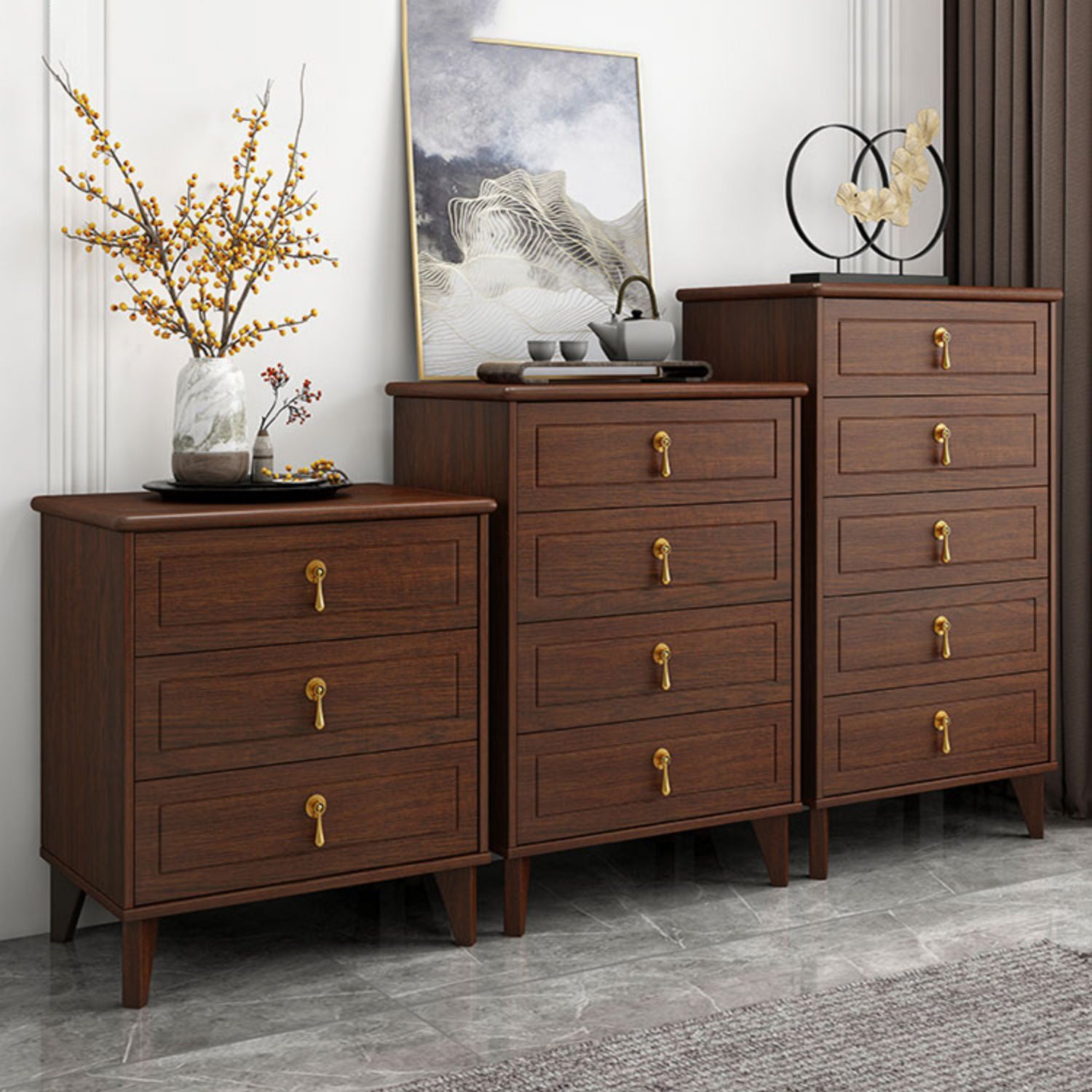 Solid Wood Storage Chest Dresser Modern Bedroom Storage Chest with Drawers