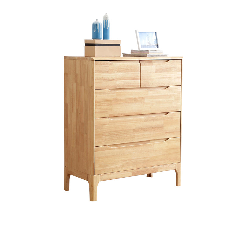 Rubber Wood Storage Chest Dresser Modern Storage Chest with Drawers for Bedroom