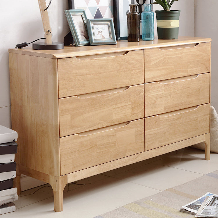 Rubber Wood Storage Chest Dresser Modern Storage Chest with Drawers for Bedroom