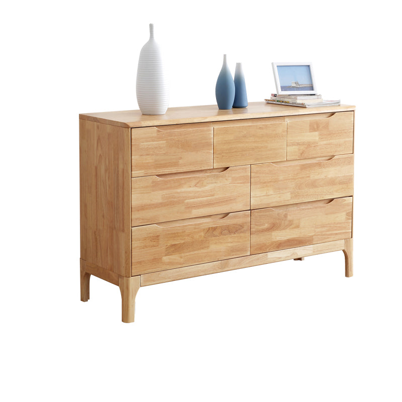 Rubber Wood Storage Chest Dresser Modern Storage Chest with Drawers for Bedroom