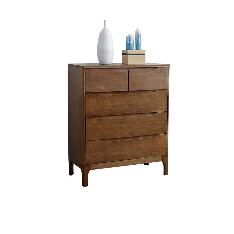 Rubber Wood Storage Chest Dresser Modern Storage Chest with Drawers for Bedroom