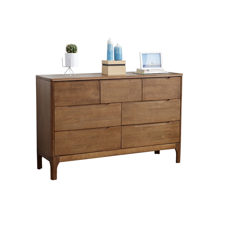 Rubber Wood Storage Chest Dresser Modern Storage Chest with Drawers for Bedroom