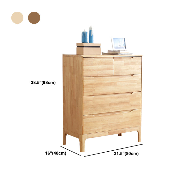 Rubber Wood Storage Chest Dresser Modern Storage Chest with Drawers for Bedroom