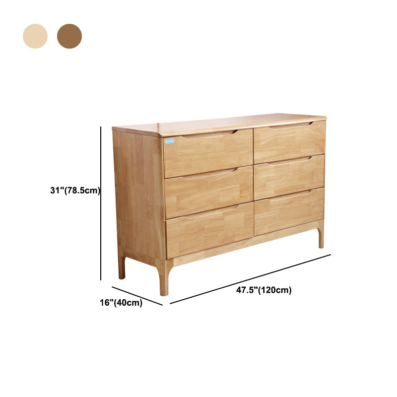 Rubber Wood Storage Chest Dresser Modern Storage Chest with Drawers for Bedroom