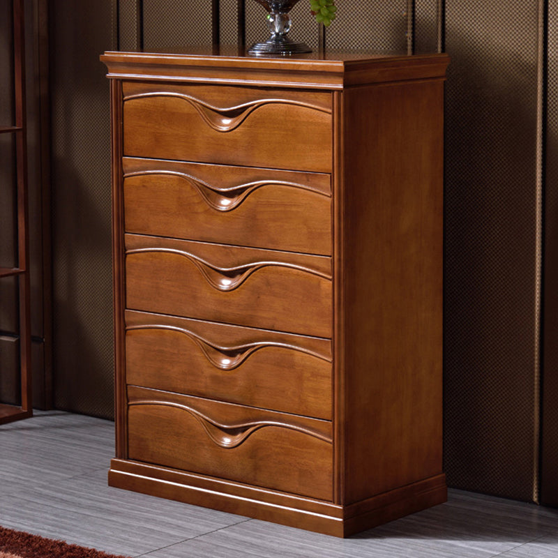 Vertical Oak Storage Chest Dresser Traditional Lingerie Chest with 3 / 4 / 5 Drawers