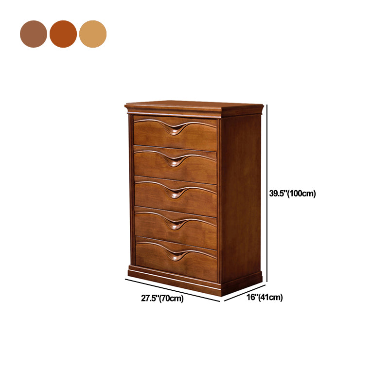 Vertical Oak Storage Chest Dresser Traditional Lingerie Chest with 3 / 4 / 5 Drawers