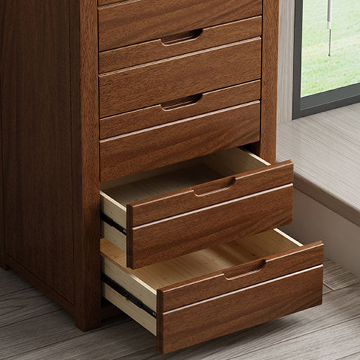 Modern Walnut Lingerie Chest Vertical Storage Chest Dresser with Drawers