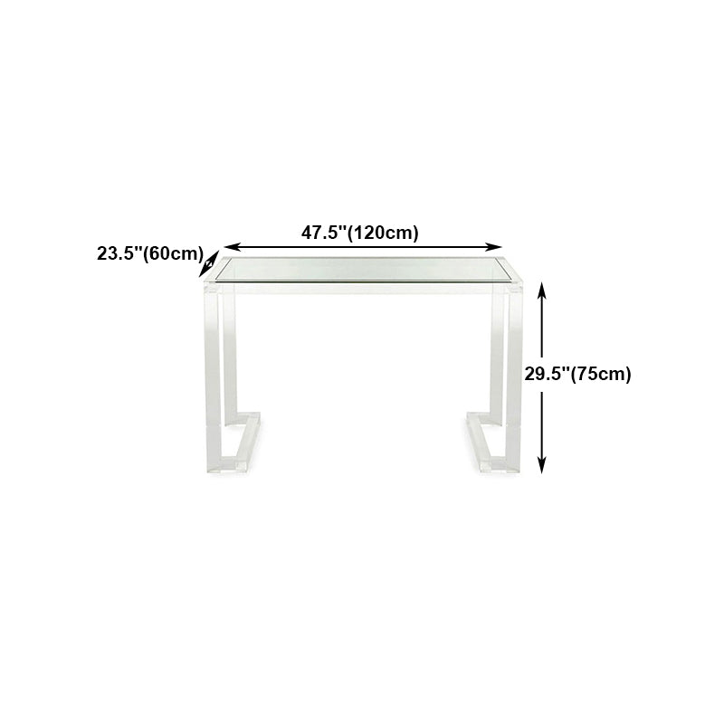 Modern Rectangular Bedroom Desk Glass Top Office Desk Home Writing Desk