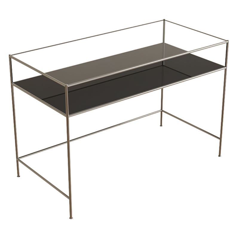 Glass Rectangular Writing Desk Modern Style Office Desk with Storage