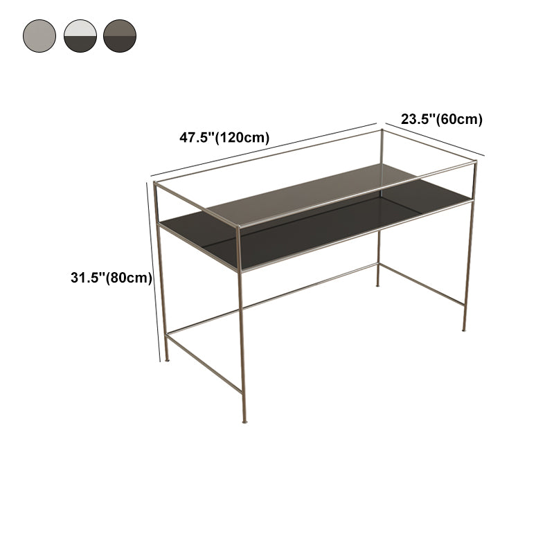 Glass Rectangular Writing Desk Modern Style Office Desk with Storage