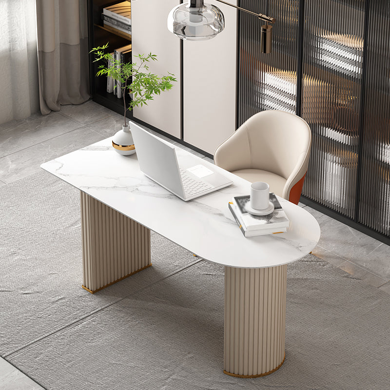 Contemporary Style Writing Desk White Slate Home and Office Desk