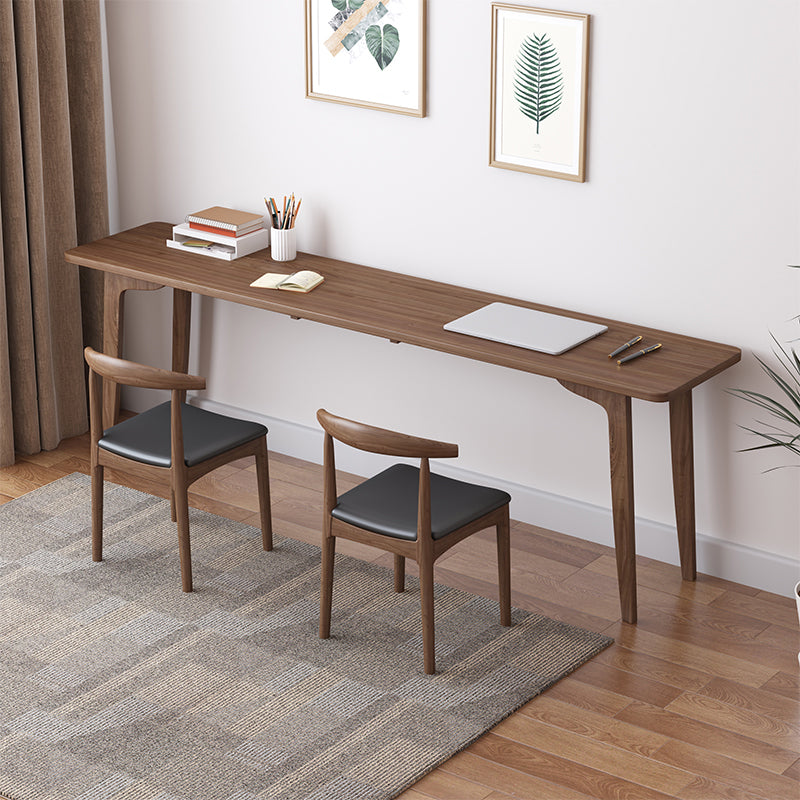 Modern Style Brown Office Desk Curved Wooden Writing Desk for Home