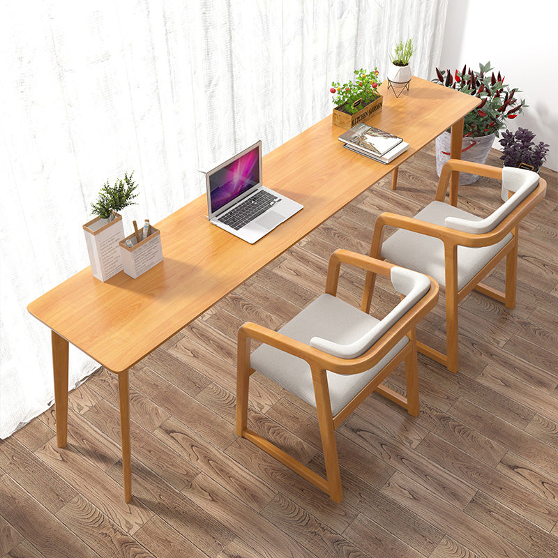 Modern Style Office Desk Curved Solid Wood  Parsons Desk for Home