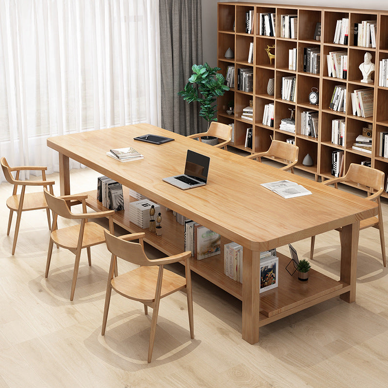 Solid Wood Writing Desk Contemporary Style Office Meeting Table