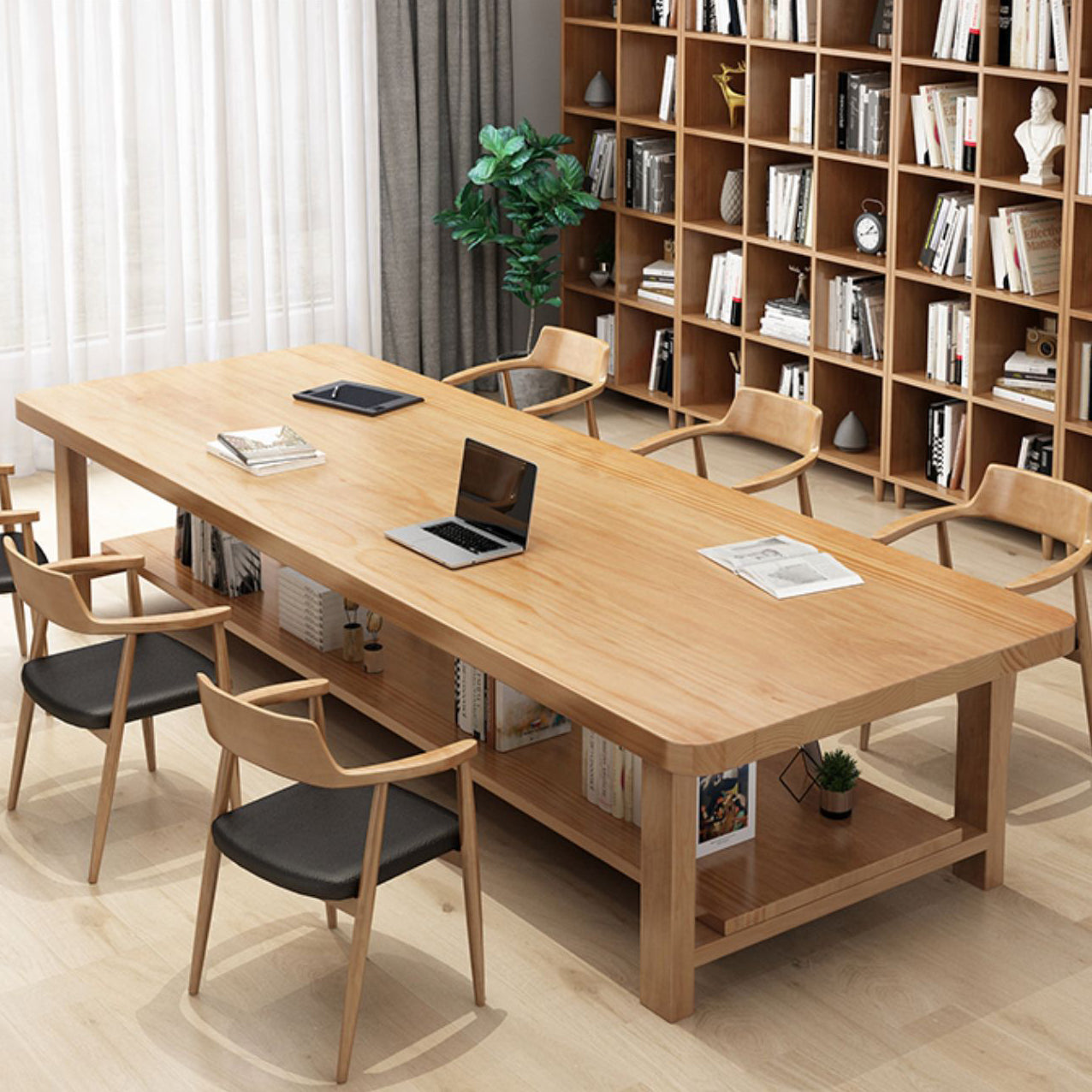 Solid Wood Writing Desk Contemporary Style Office Meeting Table