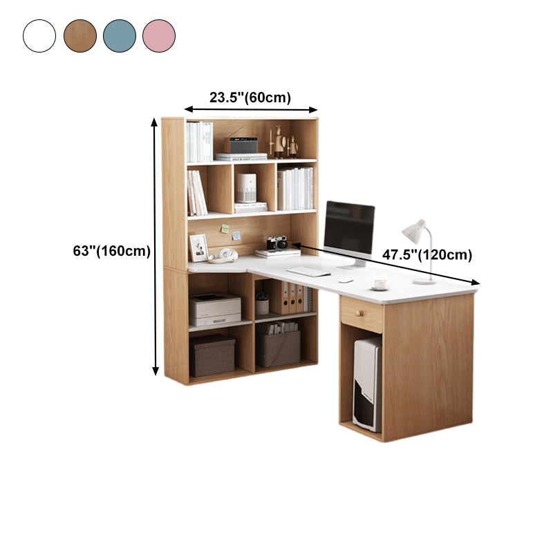 Modern Corner Writing Desk Manufactured Wood Desk With Bookshelf,47.2"L x 23.6"W