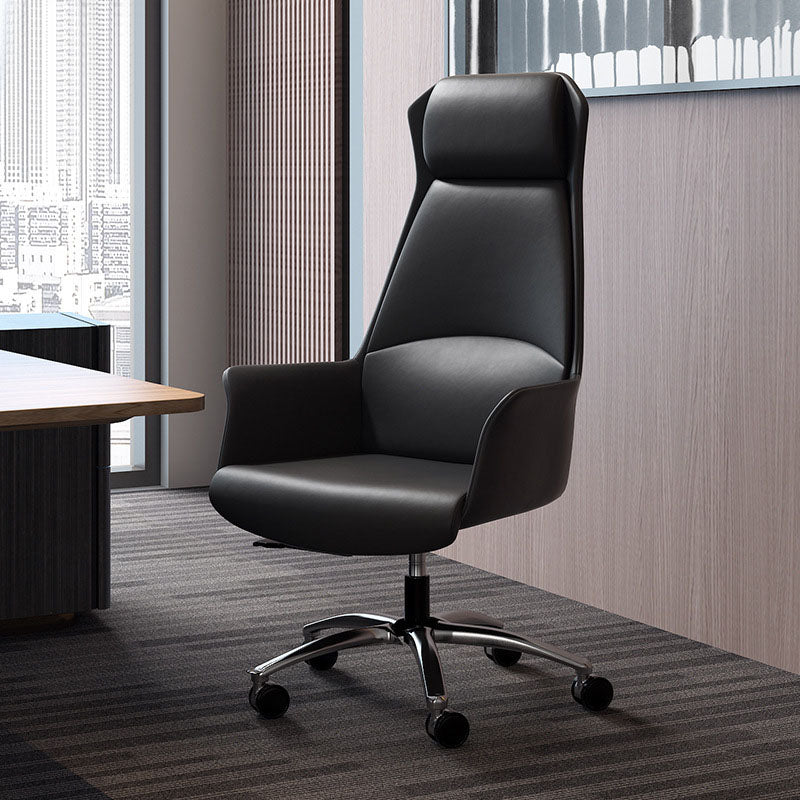 Modern Black Leather Desk Chair with Hight Back Home Office Chair