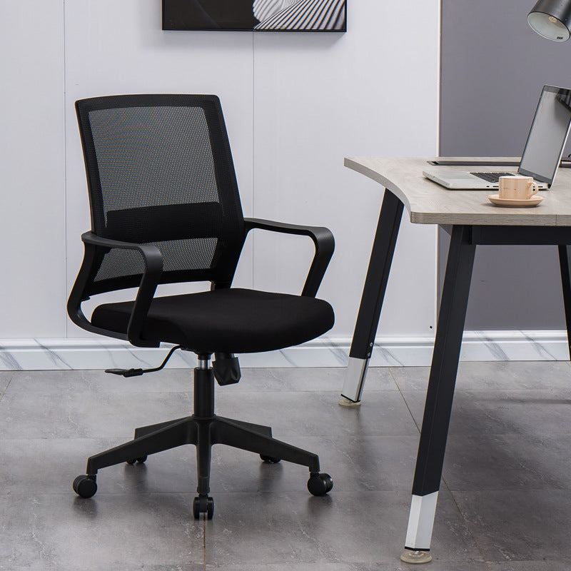 Arms Included Black Frame Office Chair No Distressing Mid-back Chair