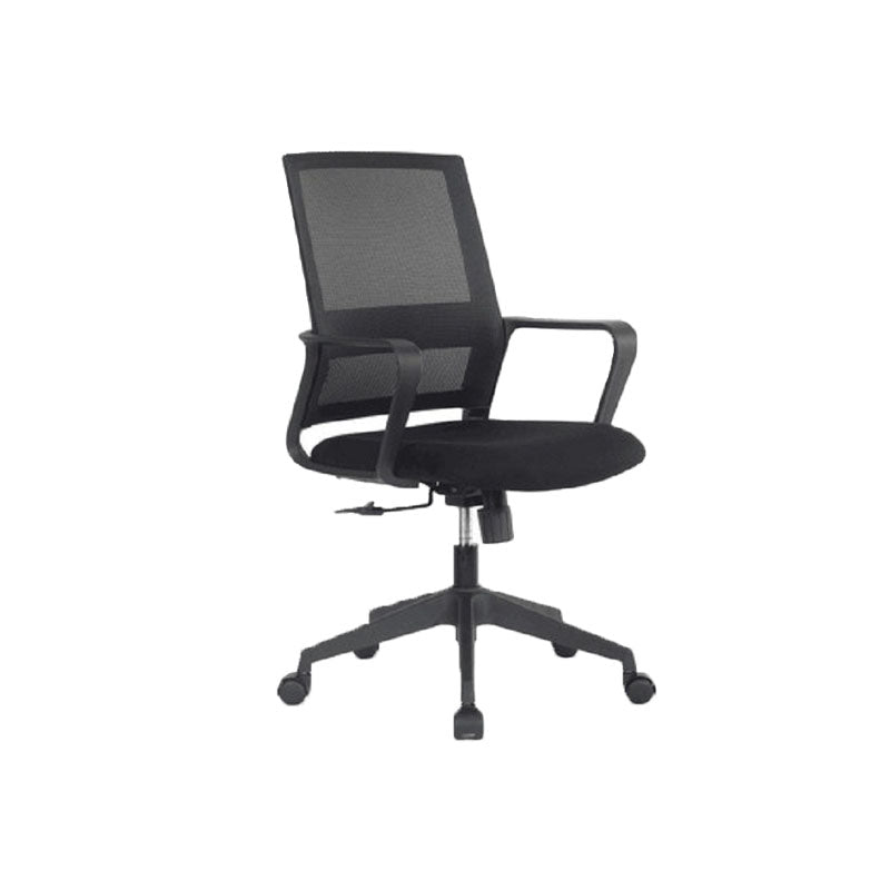 Arms Included Black Frame Office Chair No Distressing Mid-back Chair