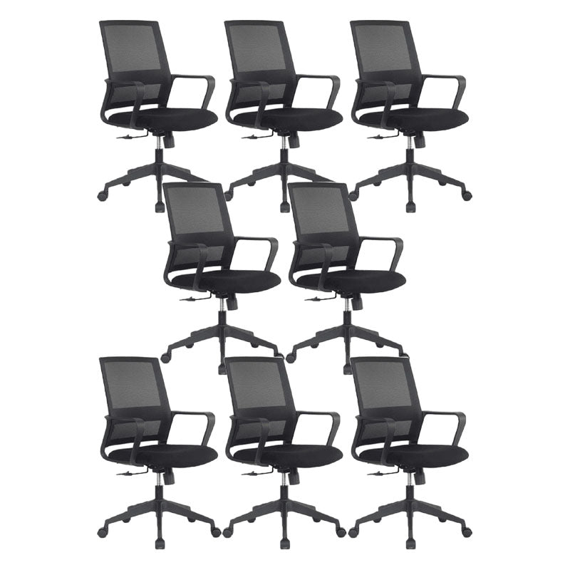 Arms Included Black Frame Office Chair No Distressing Mid-back Chair