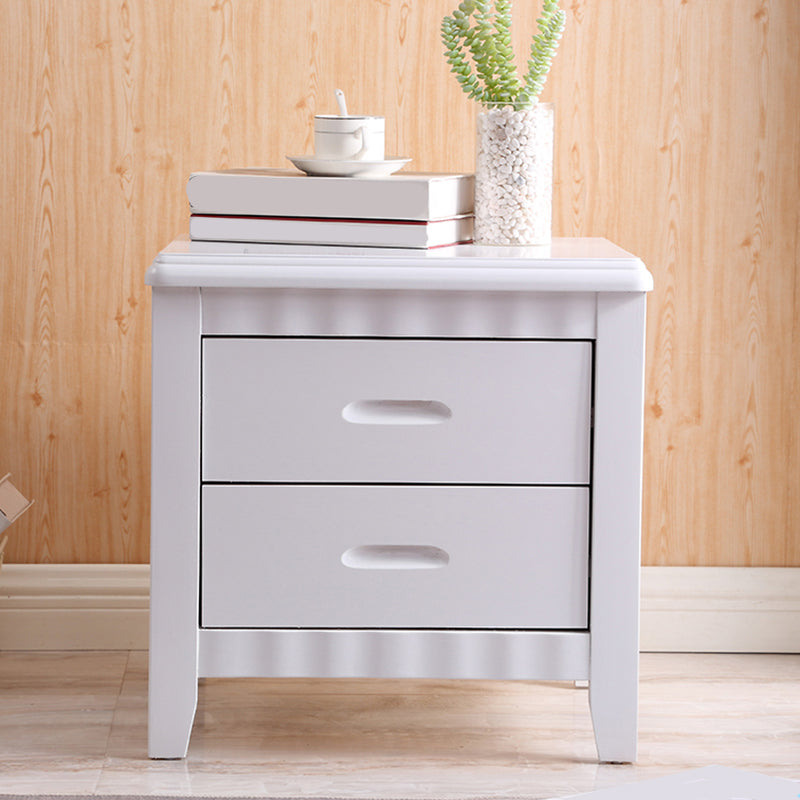 Modern Solid Wood Nightstand 2-Drawer Storage Oak 20 Inch H Night Table with Legs