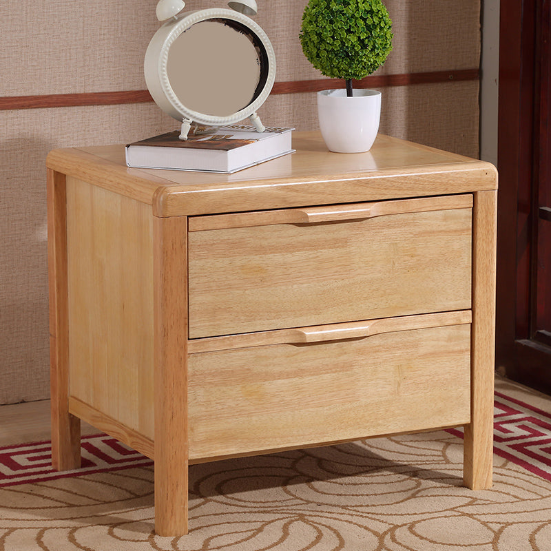 Modern 18 Inch H Bed Nightstand 2-Drawer Solid Wood Oak Legs Included Night Table