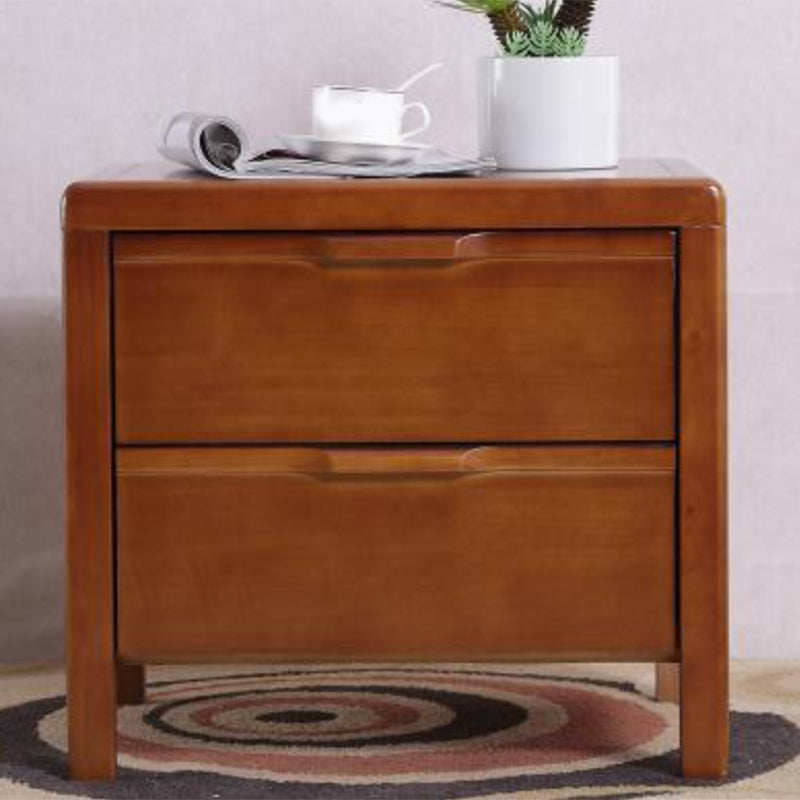 Modern 18 Inch H Bed Nightstand 2-Drawer Solid Wood Oak Legs Included Night Table