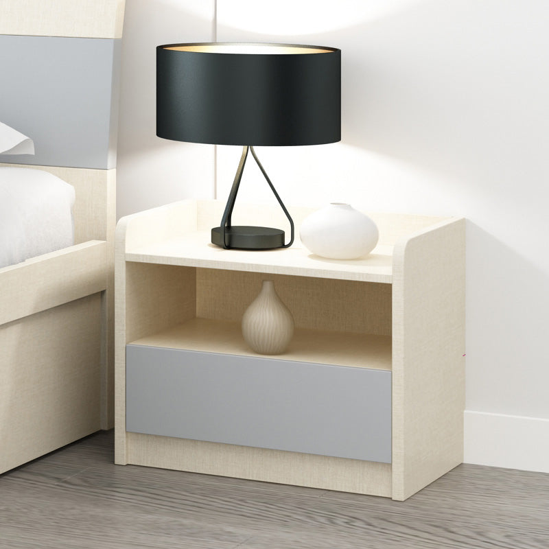 18 Inch H Nightstand Imitation Wood Drawer Storage Modern Bed Nightstand