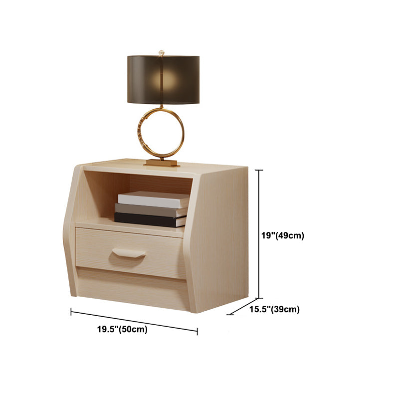 18 Inch H Nightstand Imitation Wood Drawer Storage Modern Bed Nightstand