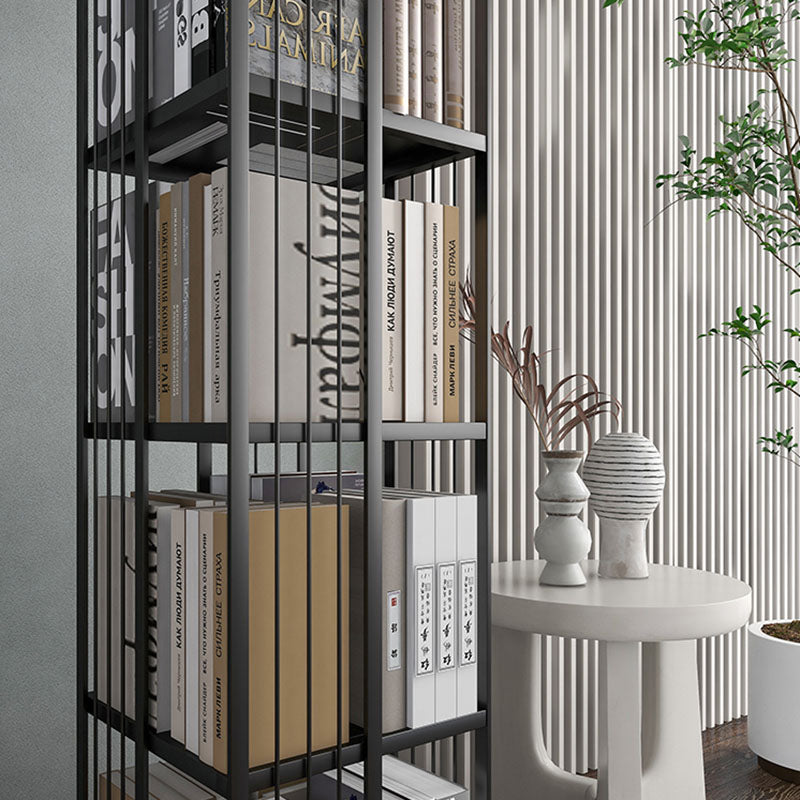 Modern Metal Bookshelf Standard Vertical Bookcase in Burnish