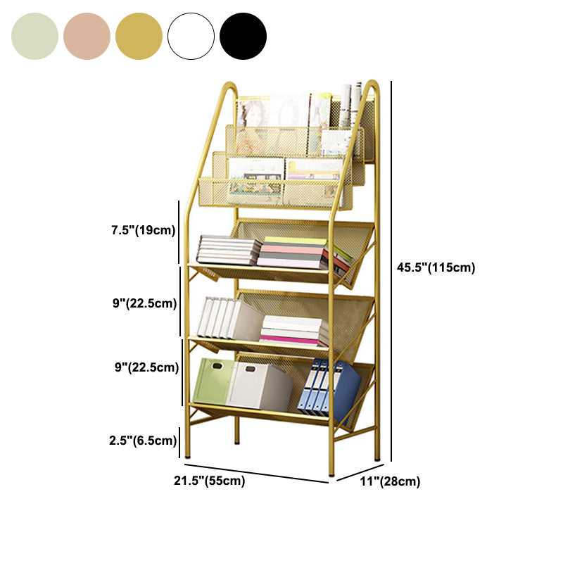 Modern Metal Book Shelf Etagere Multi Tiers Bookcase 11" Wide for Study Room