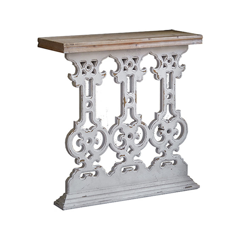 French Country Console Table Pedestal Rectangle Distressed Solid Wood Console