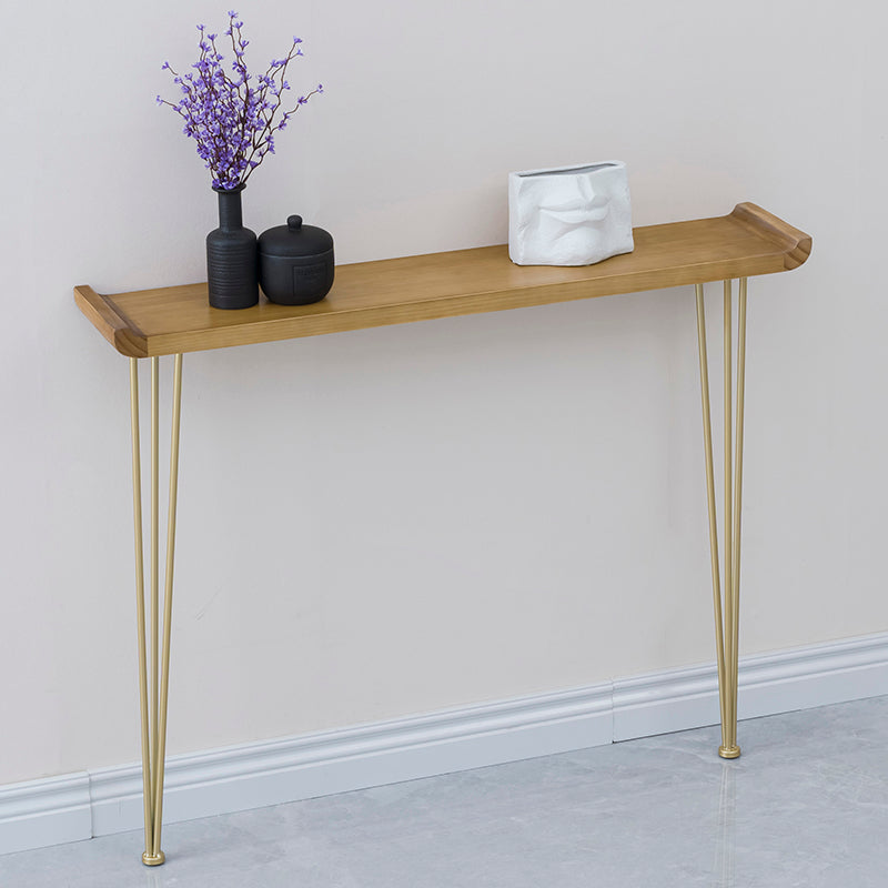 Rectangle Wood Console Table Ironcraft Frame Accent Table,Mid-Century Modern