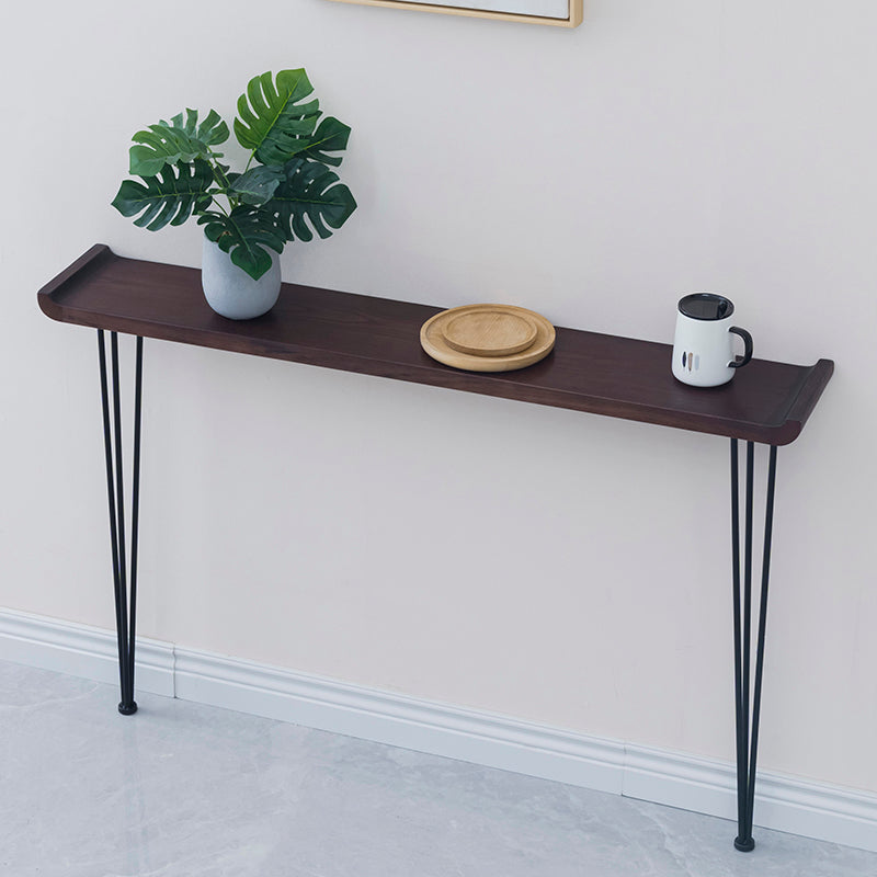 Rectangle Wood Console Table Ironcraft Frame Accent Table,Mid-Century Modern