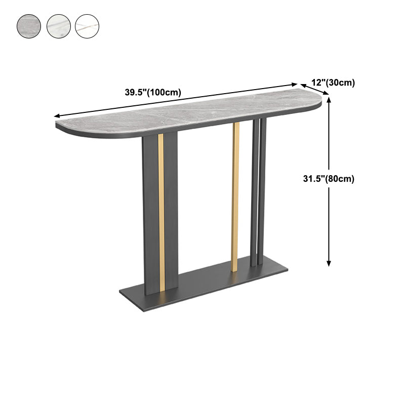 Contemporary Slate Half Moon Sofa Table Stain Resistant Scratch Resistant Console Table