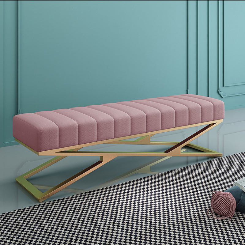 Modern Colorful Rectangle Bench Wool Seating Bench with Legs for Bedroom