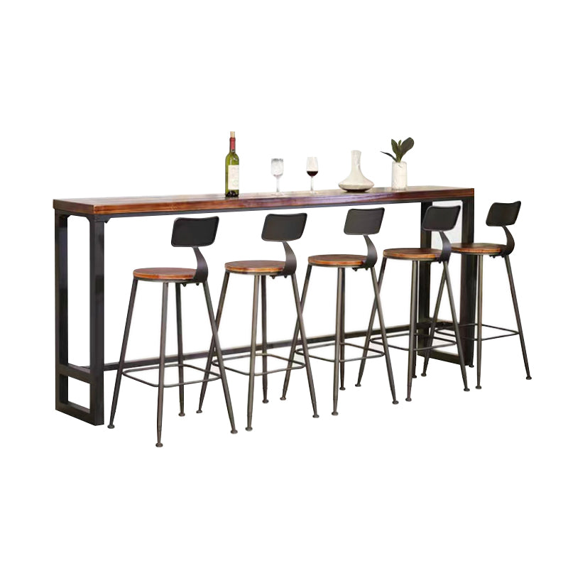 Pine Wood Bar Dining Table Industrial Rectangle Bar Table with Trestle for Bar