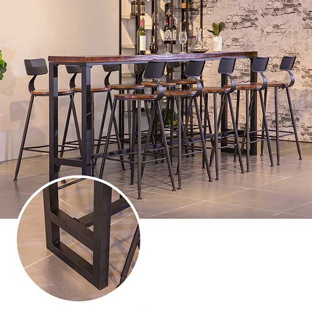 Pine Wood Bar Dining Table Industrial Rectangle Bar Table with Trestle for Bar