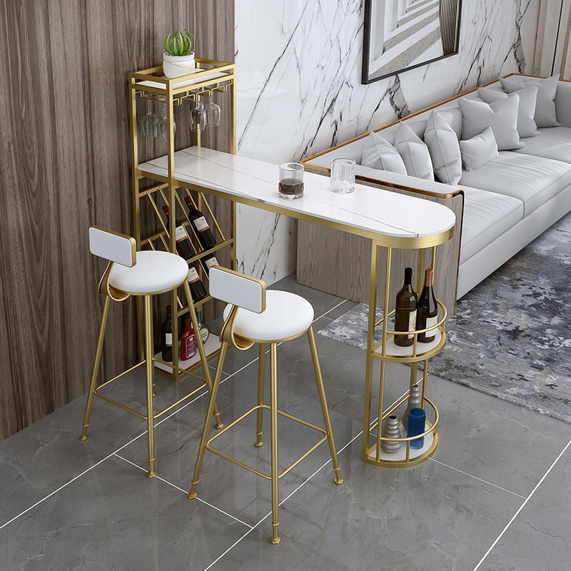 Modern Style Bar Table Stone Fixed Bistro Bar Desk with Storage