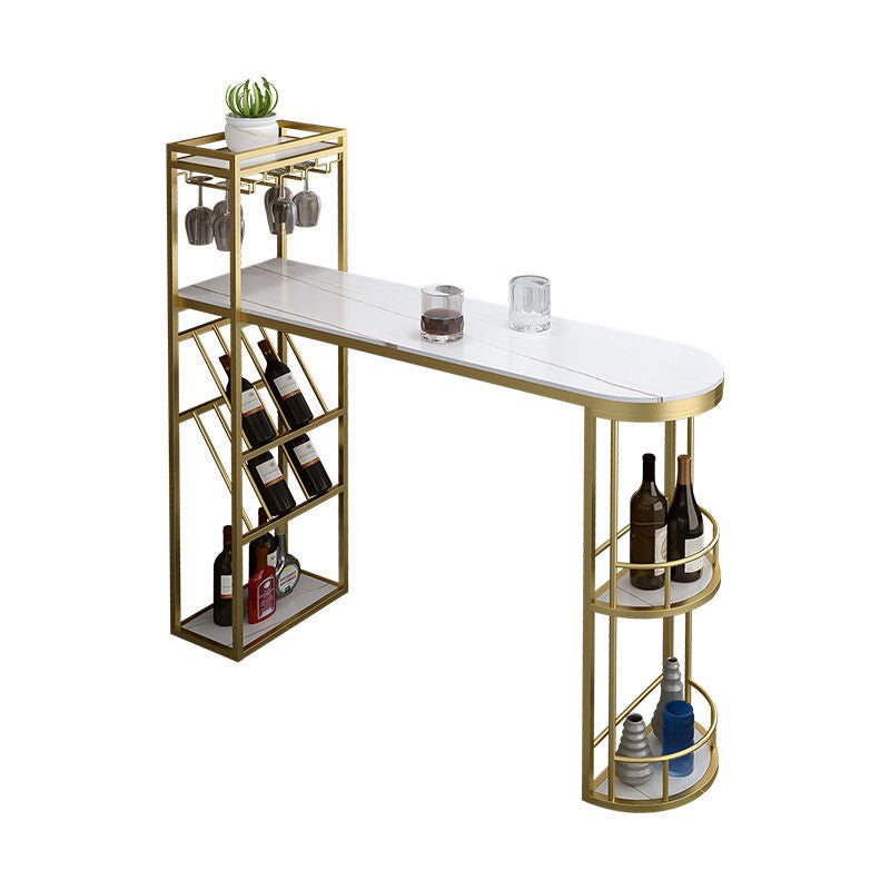 Modern Style Bar Table Stone Fixed Bistro Bar Desk with Storage