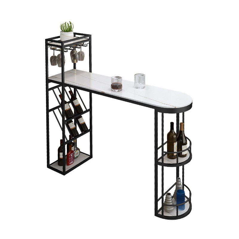 Modern Style Bar Table Stone Fixed Bistro Bar Desk with Storage