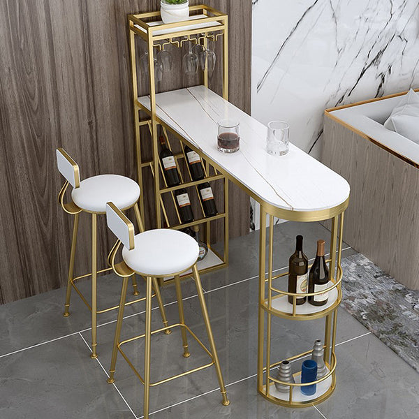 Modern Style Bar Table Stone Fixed Bistro Bar Desk with Storage