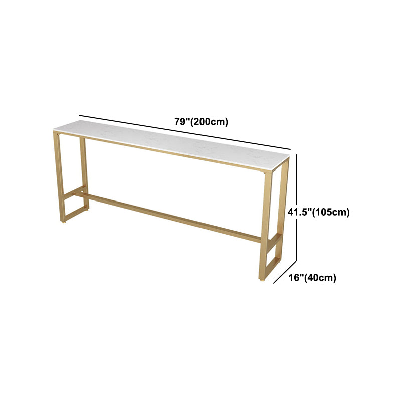 Glam Style Rectangle Bar Table Faux Marble Bar Dining Table with Footrest